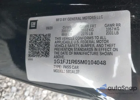 2021 Chevrolet Camaro Rwd Zl1 from USA, damaged, VIN 1G1FJ1R65M0104048